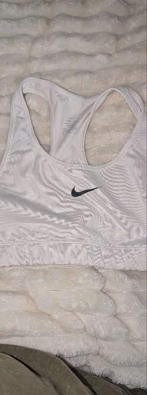 Nike White and Black Racerback Sports Bra